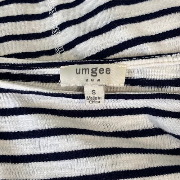 UMGEE Top Womens Small Blue White Striped‎ Tunic Nautical Boat Sailing Jersey - Picture 9 of 10